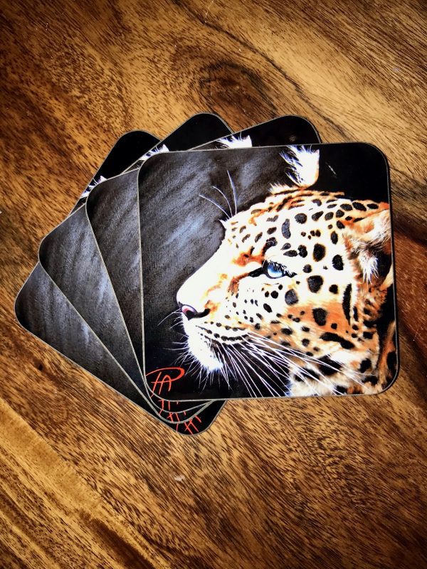 Leopard Coaster (set of 4) - artwork by Pauline Alldis - Image 2
