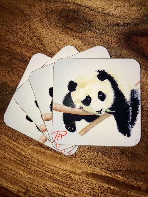 Panda Coaster (set of 4) - artwork by Pauline Alldis - Image 2