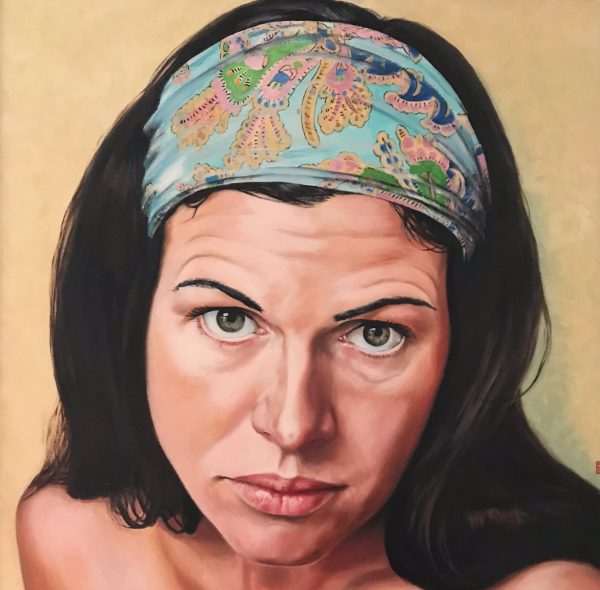 Self Portrait With Head Scarf - (Original Oil on Canvas - Framed) - Image 2
